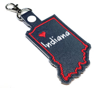 Indiana state snap tab - DIGITAL DOWNLOAD - In The Hoop Embroidery Machine Design - key fob - keychain - luggage tag - MollyMade
