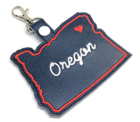 Oregon state snap tab - DIGITAL DOWNLOAD - In The Hoop Embroidery Machine Design - key fob - keychain - luggage tag