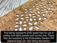 SVG files - SET 1 Petal Motif - 22 digital files for cutting cork fabric panels for the Embroidery Garden ITH Zippered Bags Set
