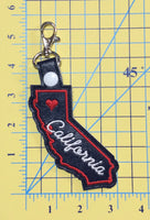 California state snap tab - DIGITAL DOWNLOAD - In The Hoop Embroidery Machine Design - key fob - keychain - luggage tag