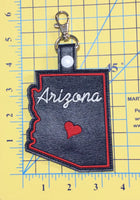 Arizona state snap tab - DIGITAL DOWNLOAD - In The Hoop Embroidery Machine Design - key fob - keychain - luggage tag