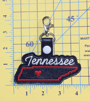 Tennessee state snap tab - DIGITAL DOWNLOAD - In The Hoop Embroidery Machine Design - key fob - keychain - luggage tag