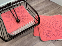 In The Hoop Table Napkins in TWO sizes 6"x6" and 7"x7" - re-usable napkin embroidery machine design - digital download