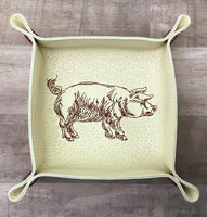 DIGITAL DOWNLOAD - In The Hoop Embroidery Machine Design - 7" x 7" PIG / Pork Snap Tray - Valet Tray - Travel Tray