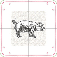 DIGITAL DOWNLOAD - In The Hoop Embroidery Machine Design - 7" x 7" PIG / Pork Snap Tray - Valet Tray - Travel Tray