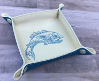 DIGITAL DOWNLOAD - In The Hoop Embroidery Machine Design - 7" x 7" FISH Snap Tray - Valet Tray - Travel Tray