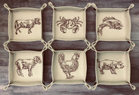 DIGITAL DOWNLOAD - In The Hoop Embroidery Machine Design - 7" x 7" Food Group Snap Tray Set - 6 designs - Valet Tray