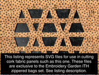 SVG files - SET 3 Diamond Motif - 22 digital files for cutting cork fabric panels for the Embroidery Garden ITH Zippered Bags Set