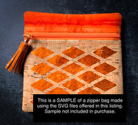 SVG files - SET 3 Diamond Motif - 22 digital files for cutting cork fabric panels for the Embroidery Garden ITH Zippered Bags Set
