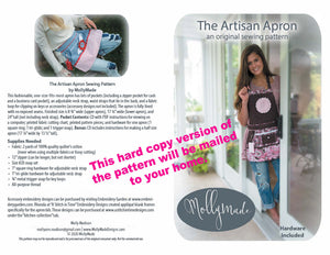 Artisan Apron Sewing Pattern w/ hardware (shipped to your home) - Women's Full and Half -  Apron Pattern - Vendor Apron