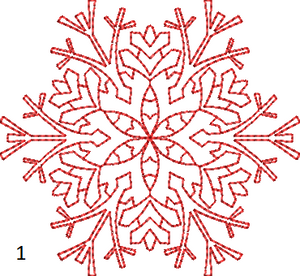 Coaster Size Redwork Snowflake Set of 4 - machine embroidery design - digital download