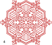 Coaster Size Redwork Snowflake Set of 4 - machine embroidery design - digital download
