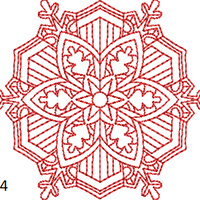 Coaster Size Redwork Snowflake Set of 4 - machine embroidery design - digital download