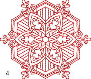 Coaster Size Redwork Snowflake Set of 4 - machine embroidery design - digital download