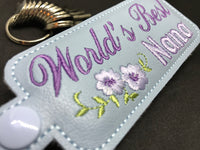 In The Hoop Embroidery Machine Design - World's Best Nana Key Fob - Keychain - Instant DIGITAL DOWNLOAD - Luggage Tag

