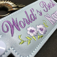 In The Hoop Embroidery Machine Design - World's Best Nana Key Fob - Keychain - Instant DIGITAL DOWNLOAD - Luggage Tag