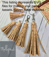 SVG files for cutting Cork Fabric Tassels (7 sizes included) - zipper pulls
