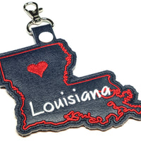 Louisiana state snap tab - DIGITAL DOWNLOAD - In The Hoop Embroidery Machine Design - key fob - keychain - luggage tag