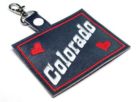 Colorado state snap tab - DIGITAL DOWNLOAD - In The Hoop Embroidery Machine Design - key fob - keychain - luggage tag
