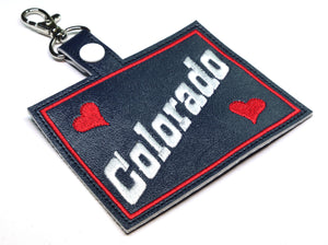 Colorado state snap tab - DIGITAL DOWNLOAD - In The Hoop Embroidery Machine Design - key fob - keychain - luggage tag