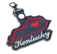 Kentucky state snap tab - DIGITAL DOWNLOAD - In The Hoop Embroidery Machine Design - key fob - keychain - luggage tag
