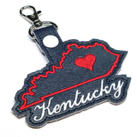 Kentucky state snap tab - DIGITAL DOWNLOAD - In The Hoop Embroidery Machine Design - key fob - keychain - luggage tag