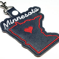 Minnesota state snap tab - DIGITAL DOWNLOAD - In The Hoop Embroidery Machine Design - key fob - keychain - luggage tag