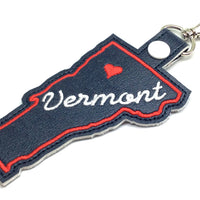 Vermont state snap tab - DIGITAL DOWNLOAD - In The Hoop Embroidery Machine Design - key fob - keychain - luggage tag