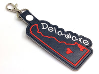 Delaware state snap tab - DIGITAL DOWNLOAD - In The Hoop Embroidery Machine Design - key fob - keychain - luggage tag
