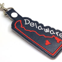 Delaware state snap tab - DIGITAL DOWNLOAD - In The Hoop Embroidery Machine Design - key fob - keychain - luggage tag