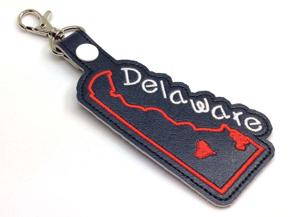 Delaware state snap tab - DIGITAL DOWNLOAD - In The Hoop Embroidery Machine Design - key fob - keychain - luggage tag