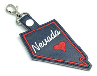 Nevada state snap tab - DIGITAL DOWNLOAD - In The Hoop Embroidery Machine Design - key fob - keychain - luggage tag
