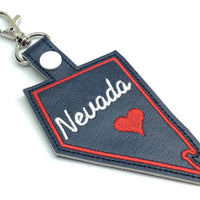 Nevada state snap tab - DIGITAL DOWNLOAD - In The Hoop Embroidery Machine Design - key fob - keychain - luggage tag