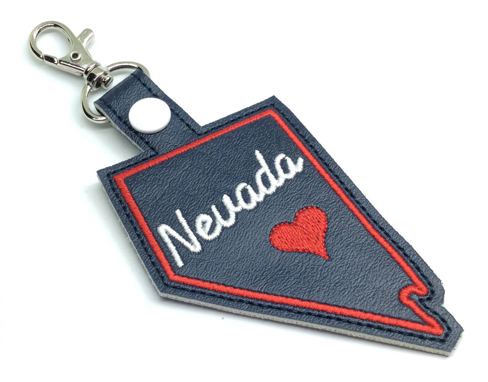 Nevada state snap tab - DIGITAL DOWNLOAD - In The Hoop Embroidery Machine Design - key fob - keychain - luggage tag