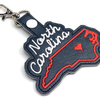 North Carolina state snap tab - DIGITAL DOWNLOAD - In The Hoop Embroidery Machine Design - key fob - keychain - luggage tag