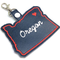 Oregon state snap tab - DIGITAL DOWNLOAD - In The Hoop Embroidery Machine Design - key fob - keychain - luggage tag