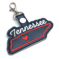 Tennessee state snap tab - DIGITAL DOWNLOAD - In The Hoop Embroidery Machine Design - key fob - keychain - luggage tag