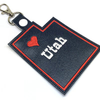 Utah state snap tab - DIGITAL DOWNLOAD - In The Hoop Embroidery Machine Design - key fob - keychain - luggage tag