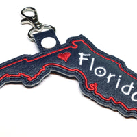 Florida state snap tab - DIGITAL DOWNLOAD - In The Hoop Embroidery Machine Design - key fob - keychain - luggage tag
