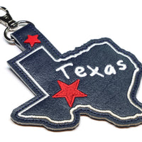 Texas state snap tab - DIGITAL DOWNLOAD - In The Hoop Embroidery Machine Design - key fob - keychain - luggage tag