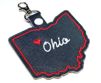 Ohio state snap tab - DIGITAL DOWNLOAD - In The Hoop Embroidery Machine Design - key fob - keychain - luggage tag
