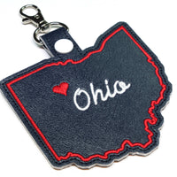Ohio state snap tab - DIGITAL DOWNLOAD - In The Hoop Embroidery Machine Design - key fob - keychain - luggage tag