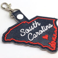 South Carolina state snap tab - DIGITAL DOWNLOAD - In The Hoop Embroidery Machine Design - key fob - keychain - luggage tag