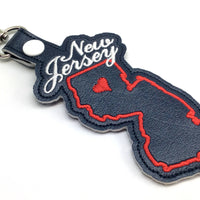 New Jersey state snap tab - DIGITAL DOWNLOAD - In The Hoop Embroidery Machine Design - key fob - keychain - luggage tag