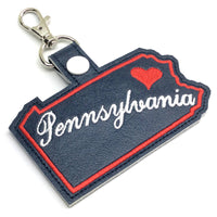 Pennsylvania state snap tab - DIGITAL DOWNLOAD - In The Hoop Embroidery Machine Design - key fob - keychain - luggage tag