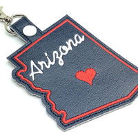 Arizona state snap tab - DIGITAL DOWNLOAD - In The Hoop Embroidery Machine Design - key fob - keychain - luggage tag