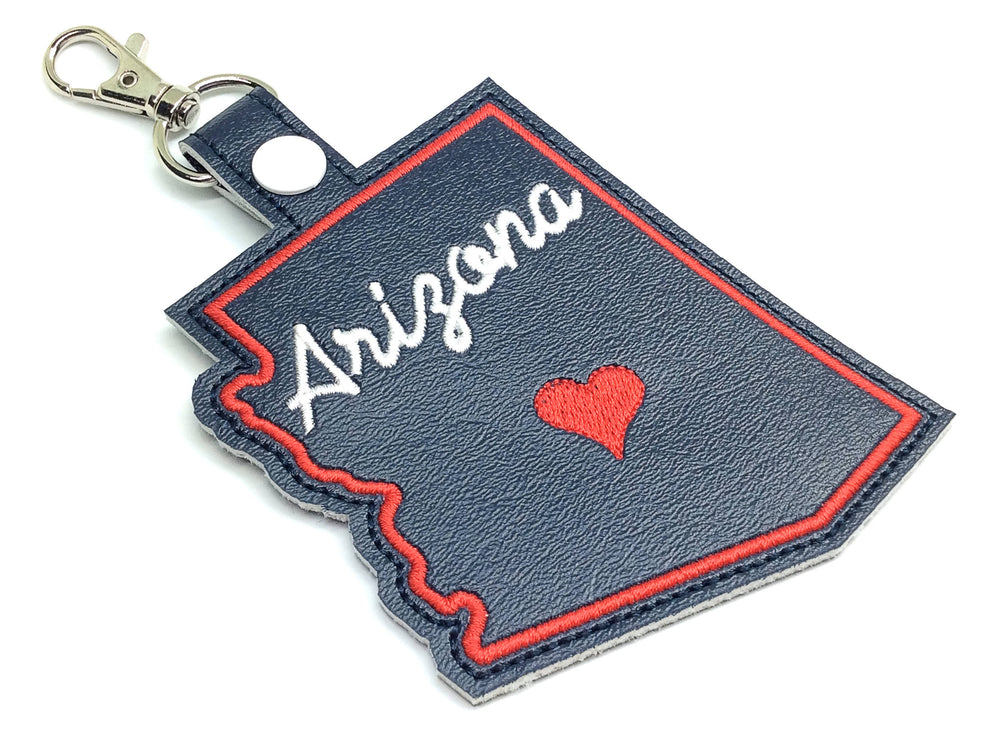 Arizona state snap tab - DIGITAL DOWNLOAD - In The Hoop Embroidery Machine Design - key fob - keychain - luggage tag