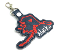 Alaska state snap tab - DIGITAL DOWNLOAD - In The Hoop Embroidery Machine Design - key fob - keychain - luggage tag
