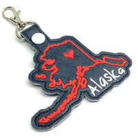 Alaska state snap tab - DIGITAL DOWNLOAD - In The Hoop Embroidery Machine Design - key fob - keychain - luggage tag