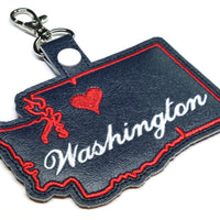 Washington state snap tab - DIGITAL DOWNLOAD - In The Hoop Embroidery Machine Design - key fob - keychain - luggage tag